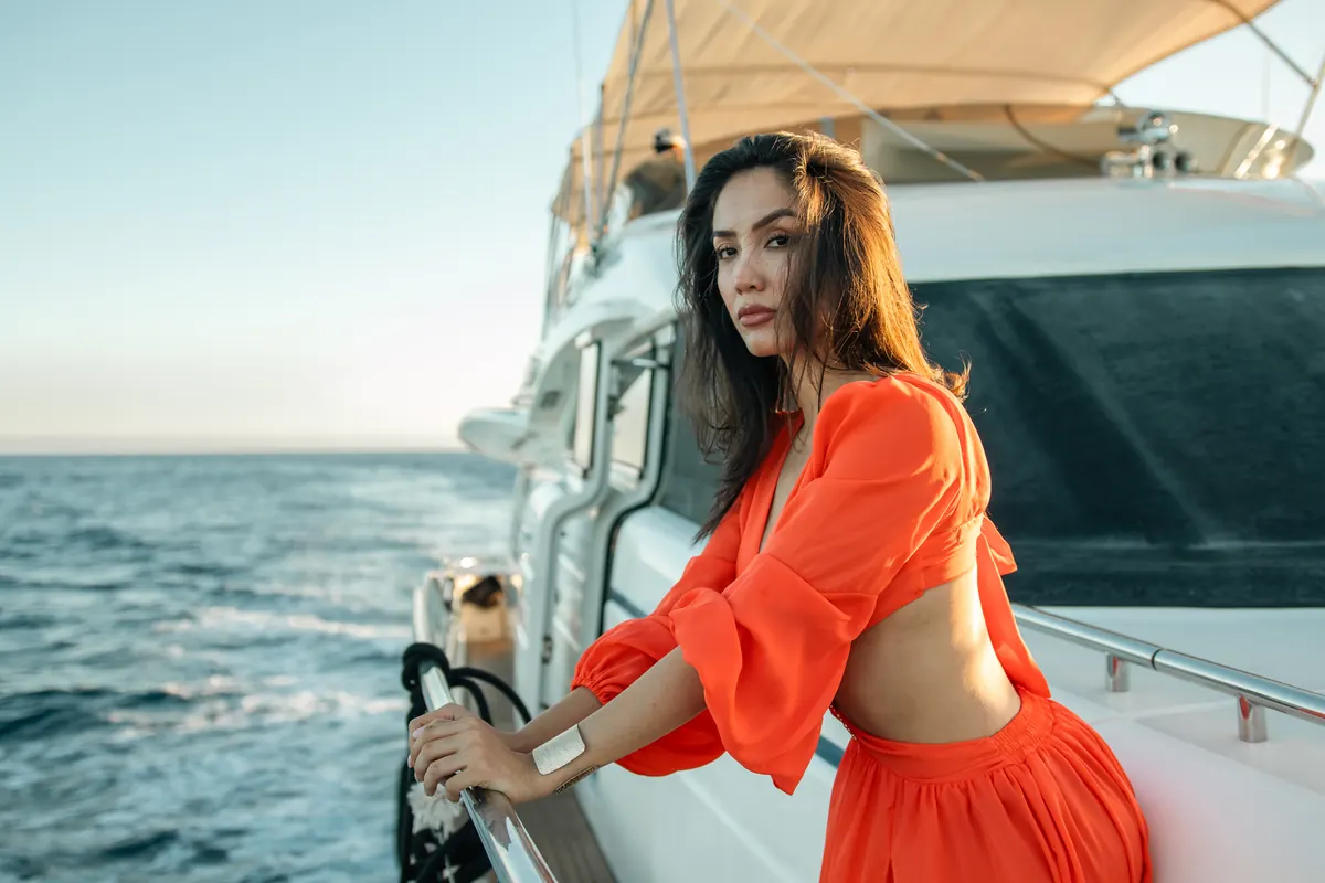 Champagne on the deck of the Cabo party yacht